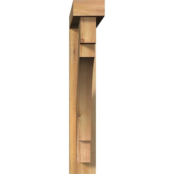 Merced Block Rough Sawn Bracket W/ Offset Brace, Western Red Cedar, 4W X 24D X 24H